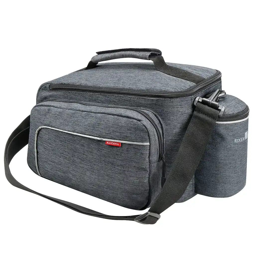 KLICKfix Rackpack Sport mit KLICKfix Bodenkupplung für Racktime Gepäckträger grau