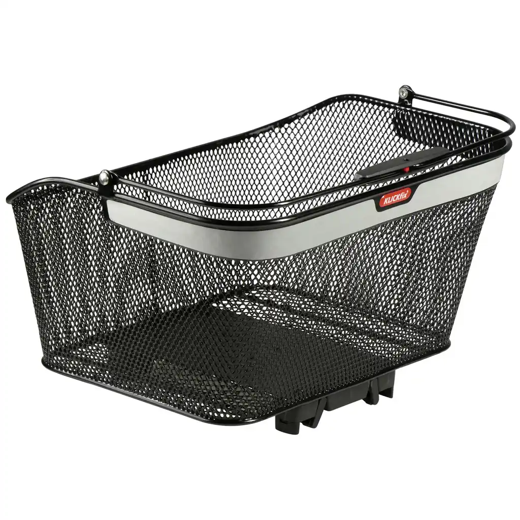 KLICKfix City Korb Reflect mit KLICKfix Bodenkupplung für Racktime Gepäckträger schwarz